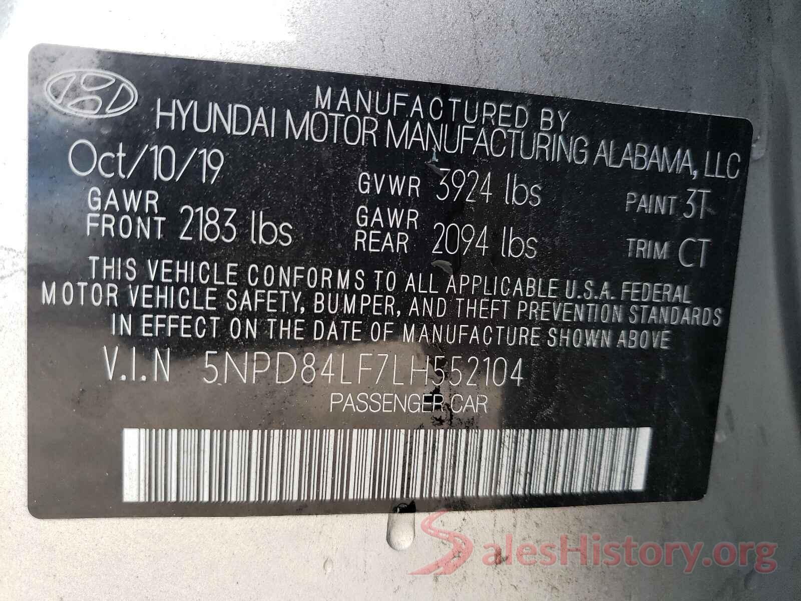 5NPD84LF7LH552104 2020 HYUNDAI ELANTRA