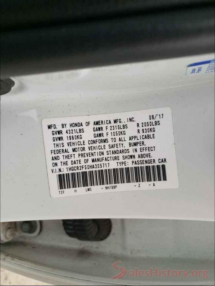 1HGCR2F50HA305717 2017 HONDA ACCORD