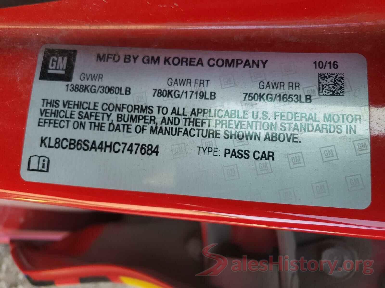 KL8CB6SA4HC747684 2017 CHEVROLET SPARK