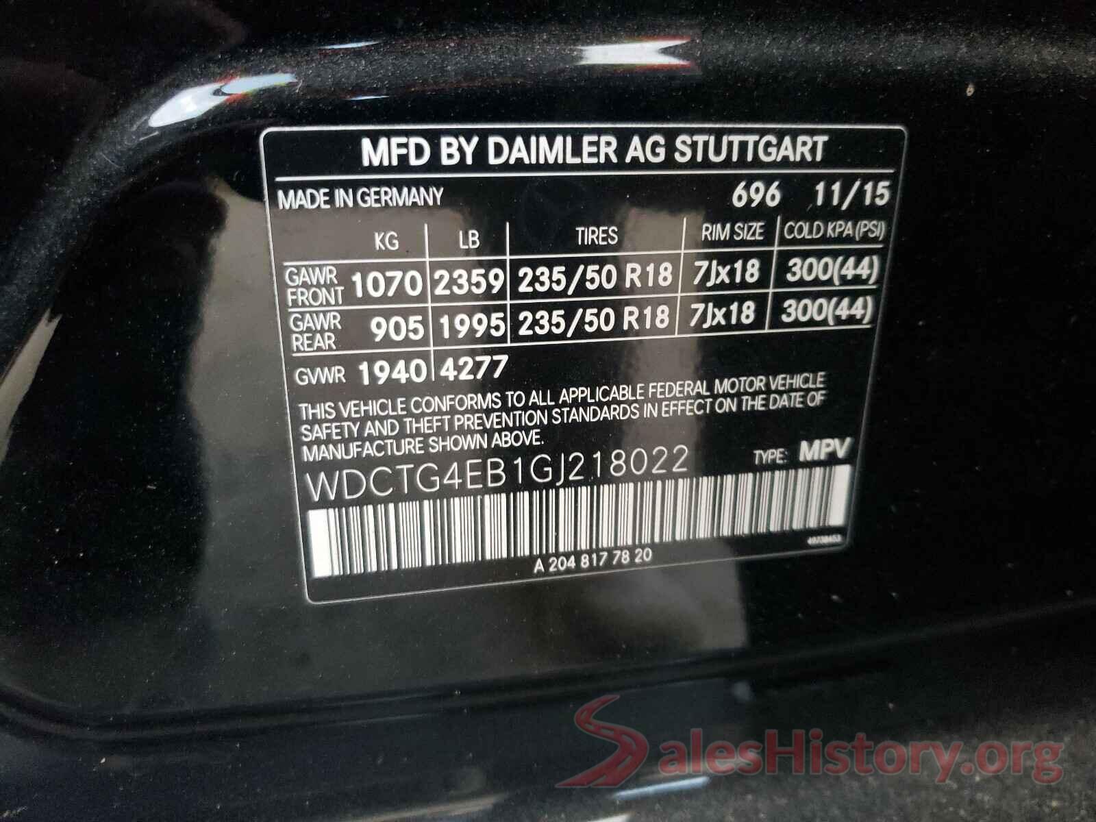 WDCTG4EB1GJ218022 2016 MERCEDES-BENZ G CLASS