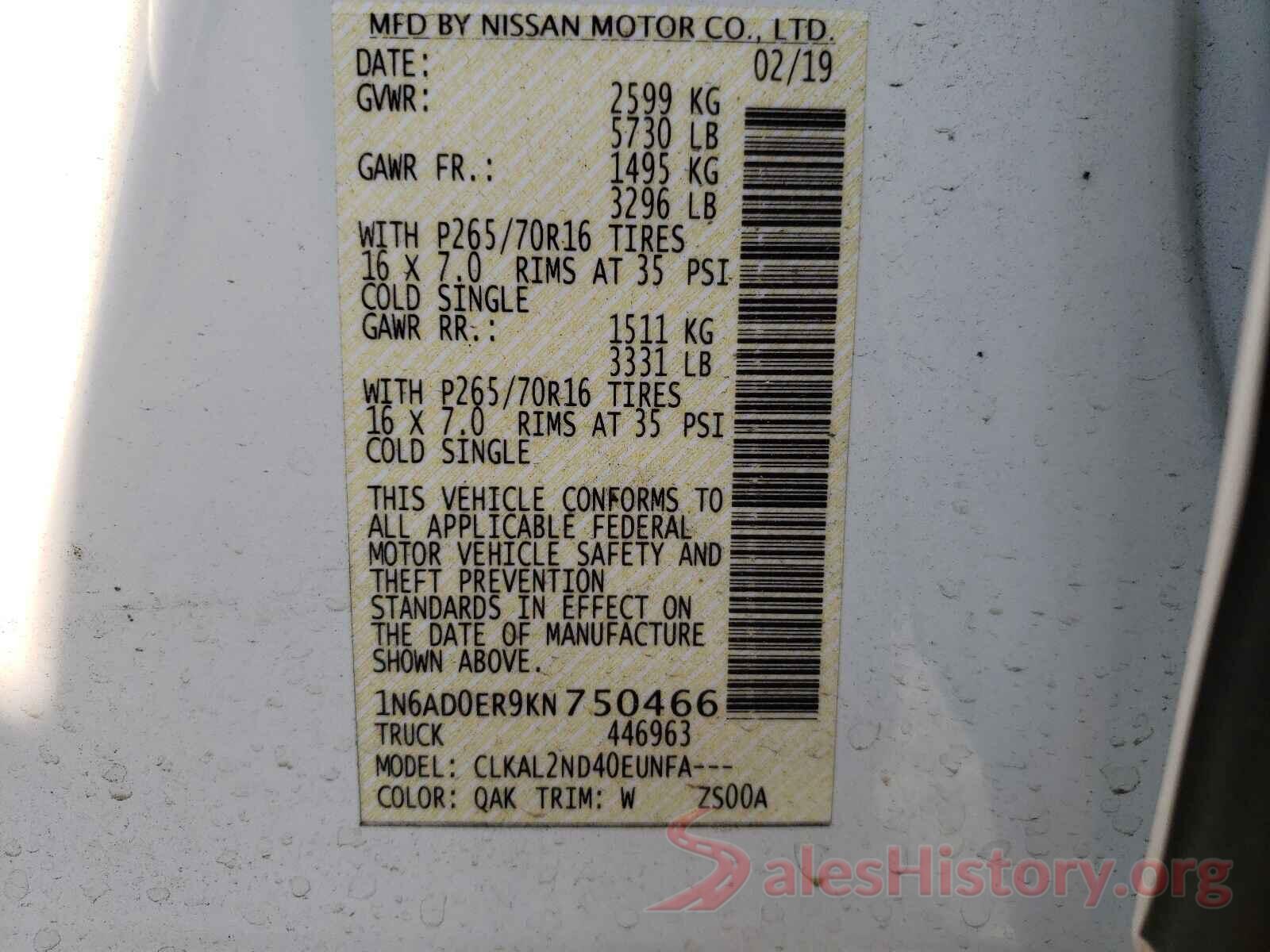 1N6AD0ER9KN750466 2019 NISSAN FRONTIER