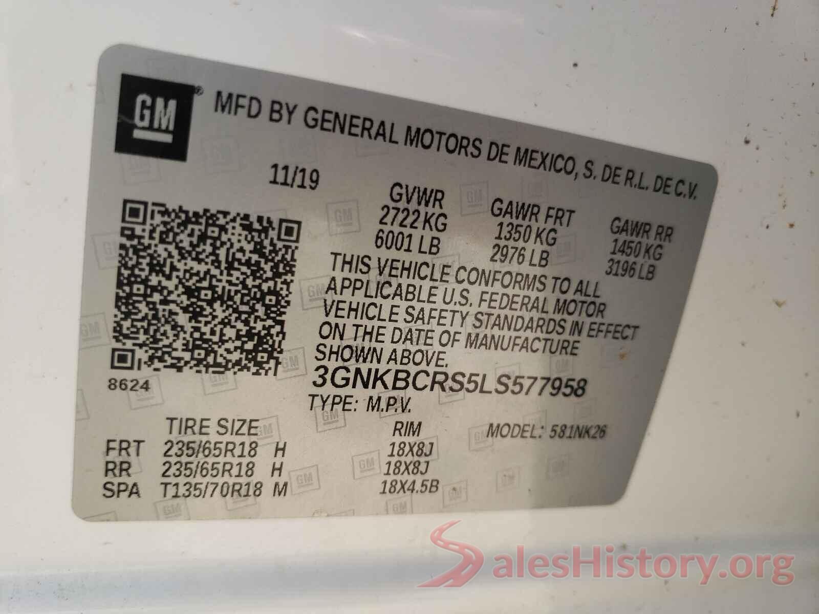 3GNKBCRS5LS577958 2020 CHEVROLET BLAZER