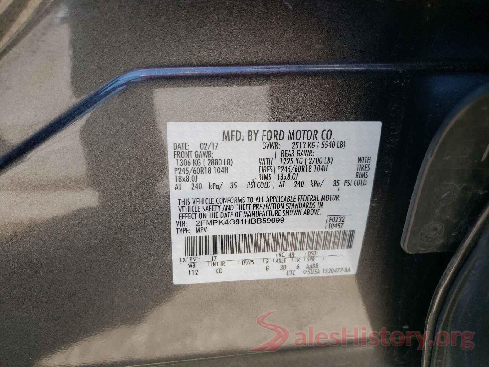 2FMPK4G91HBB59099 2017 FORD EDGE