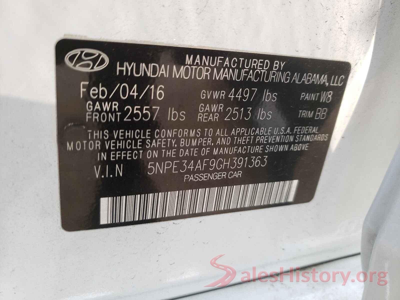 5NPE34AF9GH391363 2016 HYUNDAI SONATA