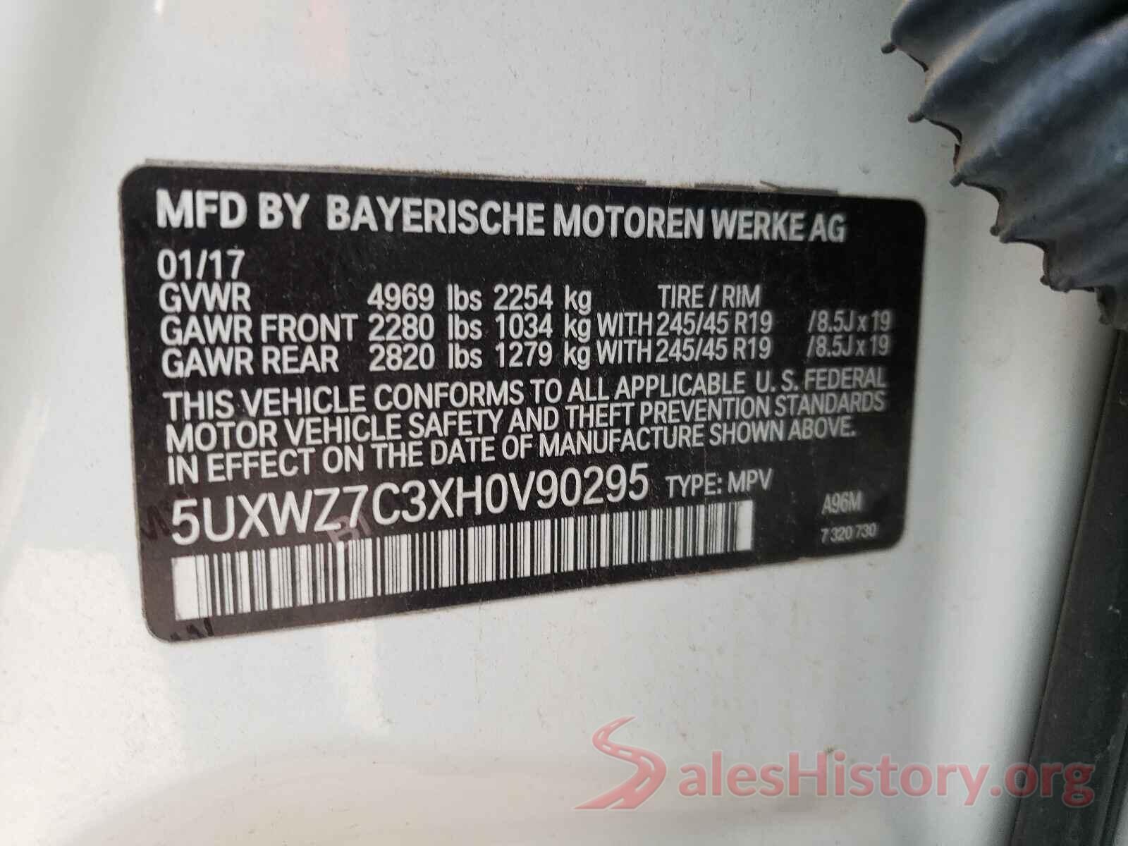 5UXWZ7C3XH0V90295 2017 BMW X3