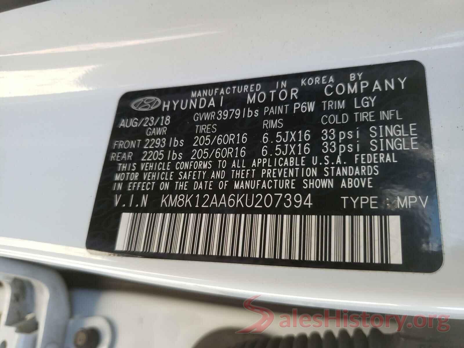 KM8K12AA6KU207394 2019 HYUNDAI KONA