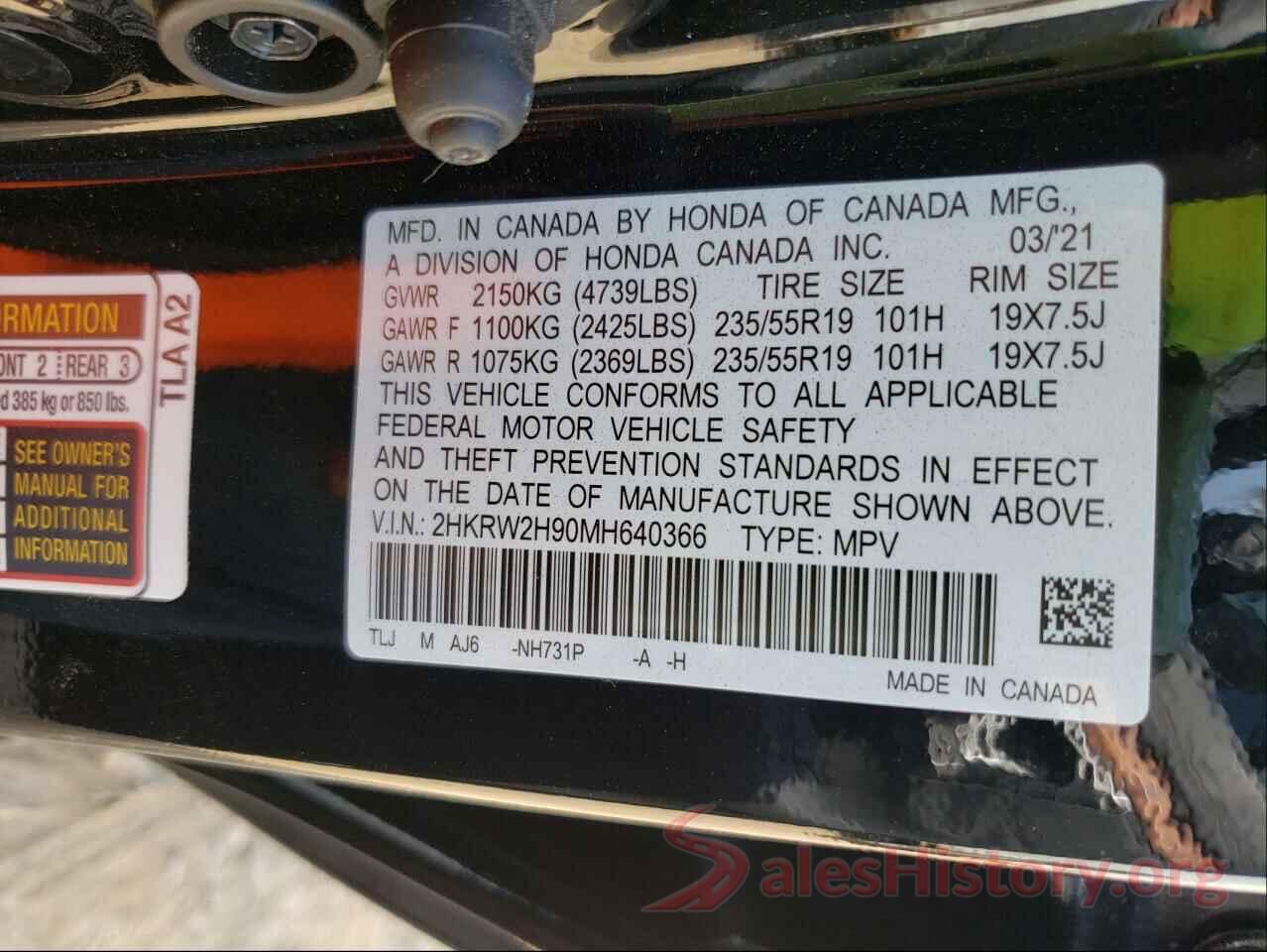 2HKRW2H90MH640366 2021 HONDA CRV