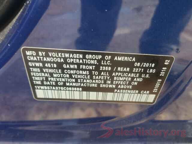 1VWBS7A37GC063686 2016 VOLKSWAGEN PASSAT