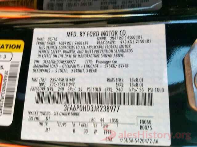 3FA6P0HD3JR238977 2018 FORD FUSION SE