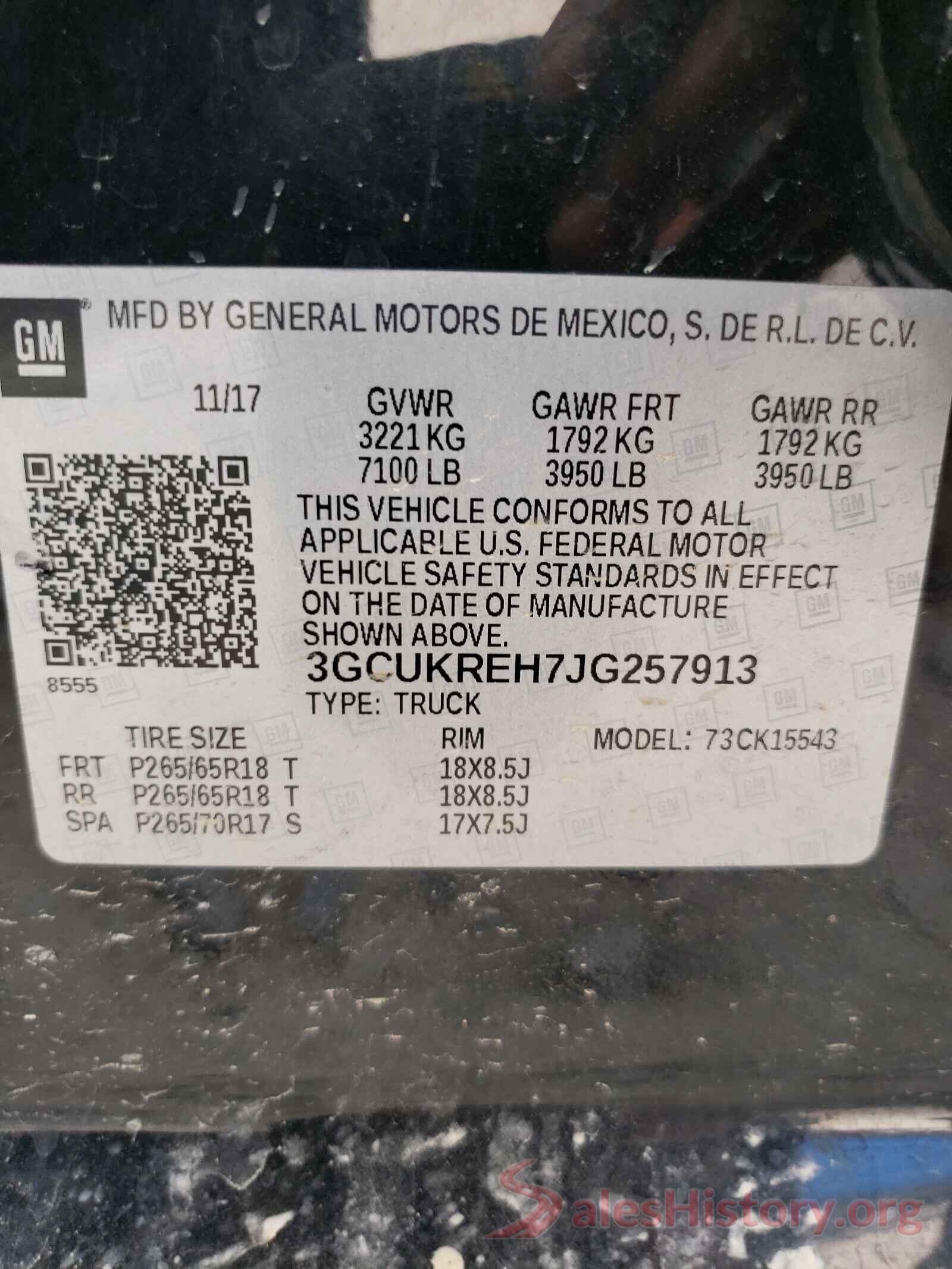 3GCUKREH7JG257913 2018 CHEVROLET SILVERADO