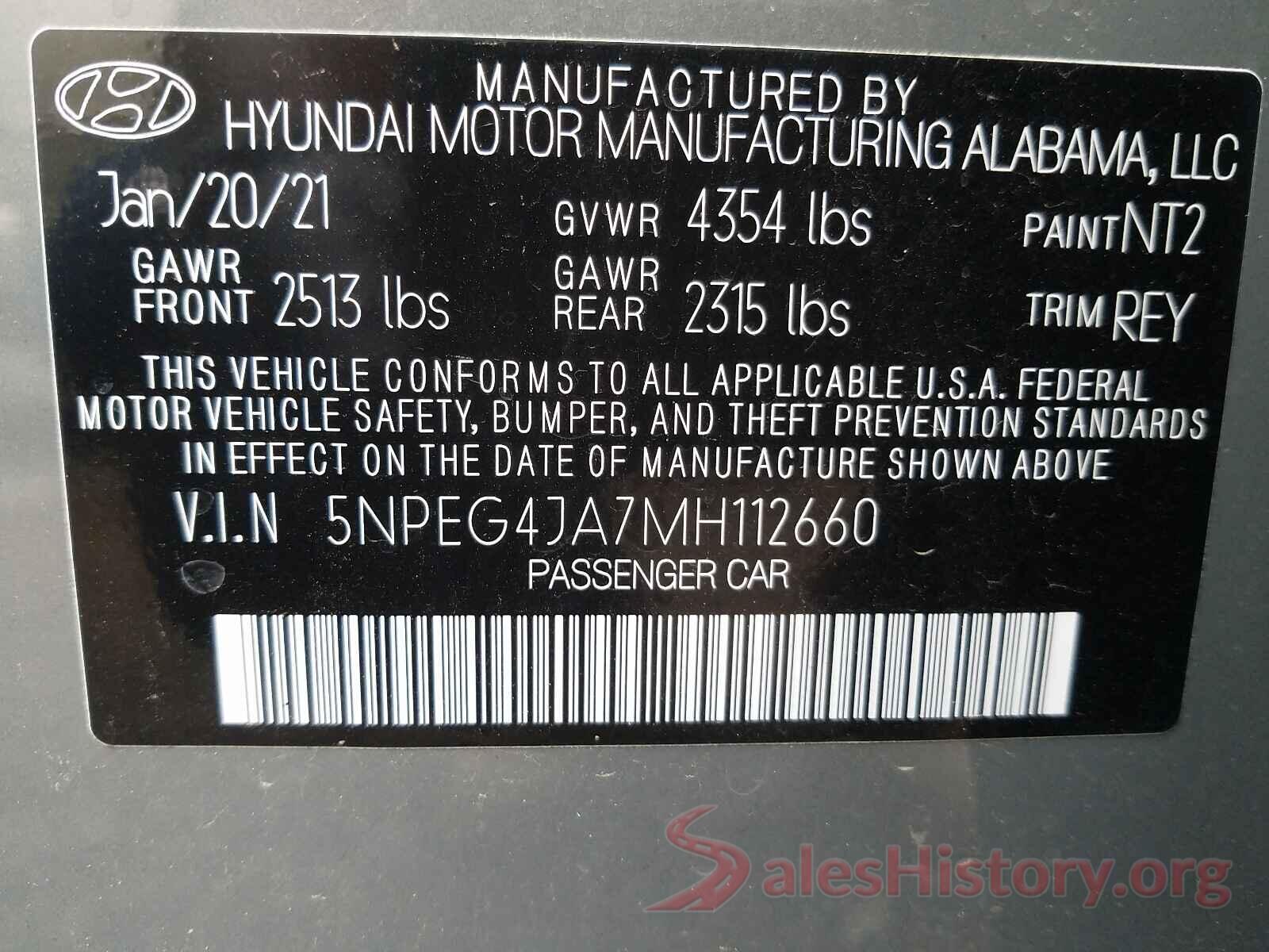 5NPEG4JA7MH112660 2021 HYUNDAI SONATA