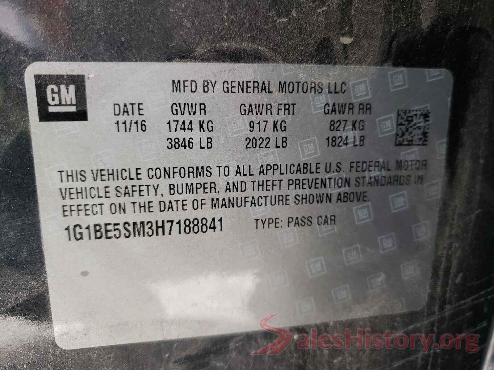 1G1BE5SM3H7188841 2017 CHEVROLET CRUZE