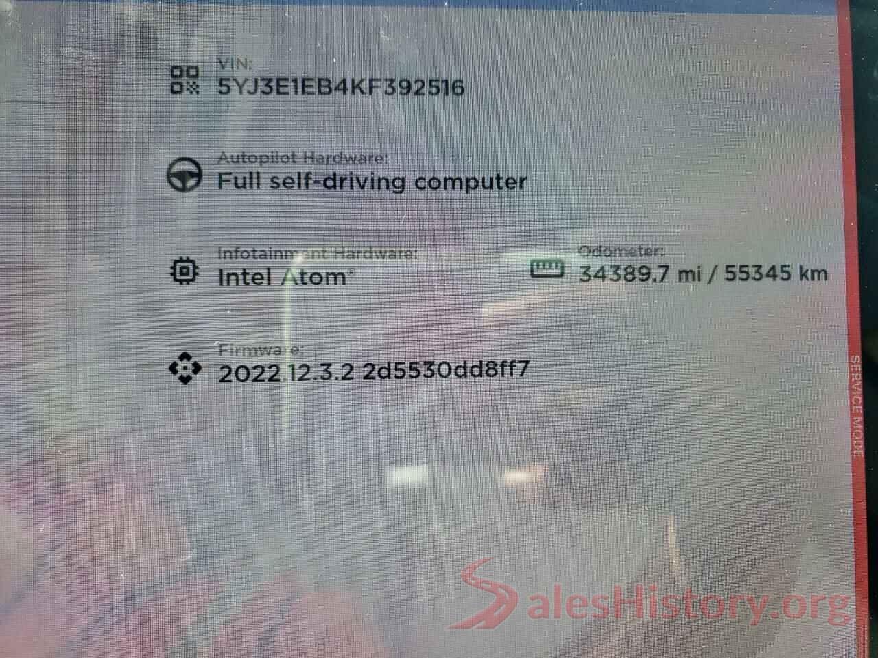 5YJ3E1EB4KF392516 2019 TESLA MODEL 3