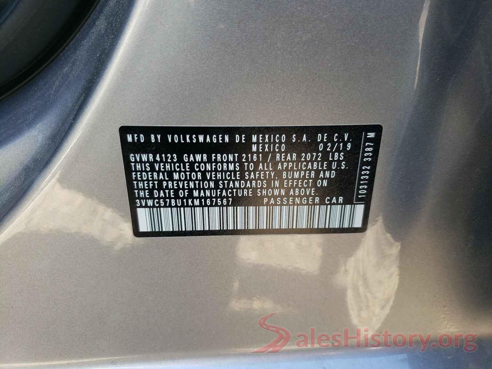 3VWC57BU1KM167567 2019 VOLKSWAGEN JETTA