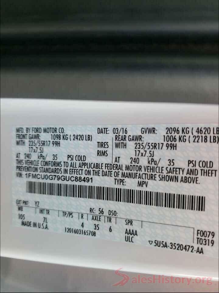 1FMCU0G79GUC88491 2016 FORD ESCAPE