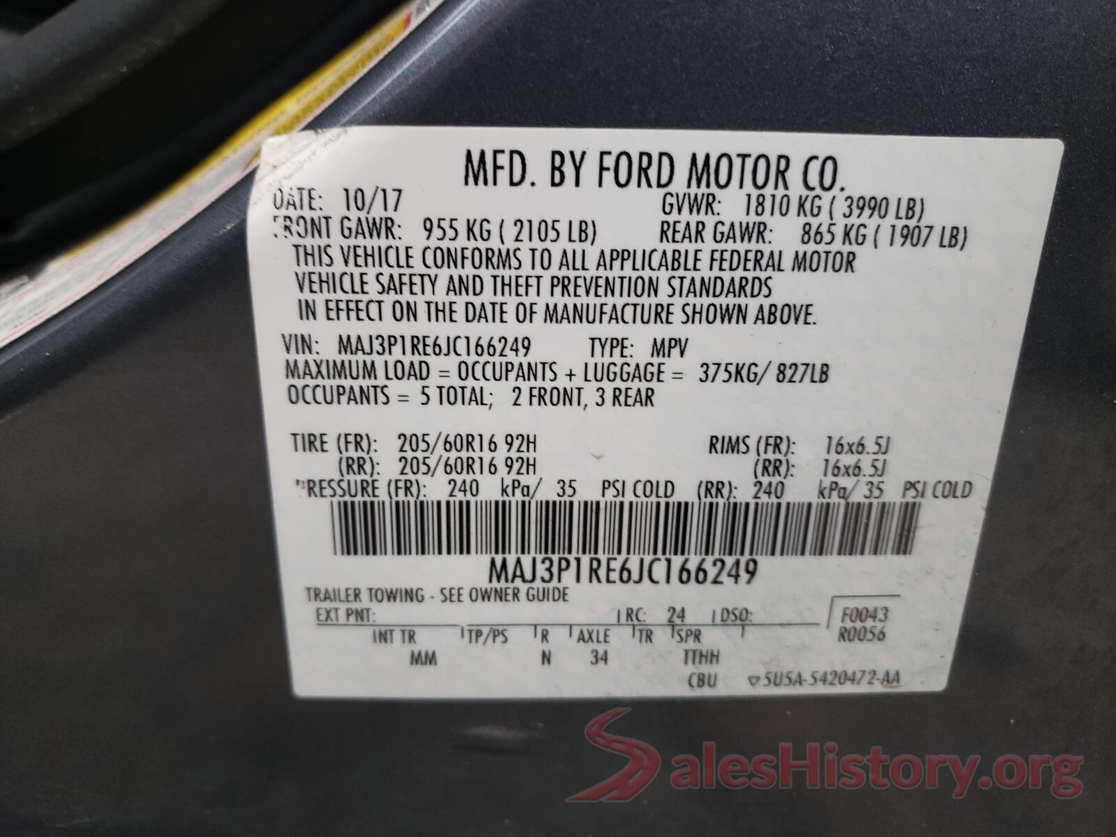 MAJ3P1RE6JC166249 2018 FORD ALL OTHER