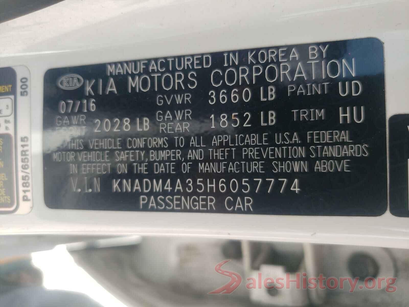 KNADM4A35H6057774 2017 KIA RIO