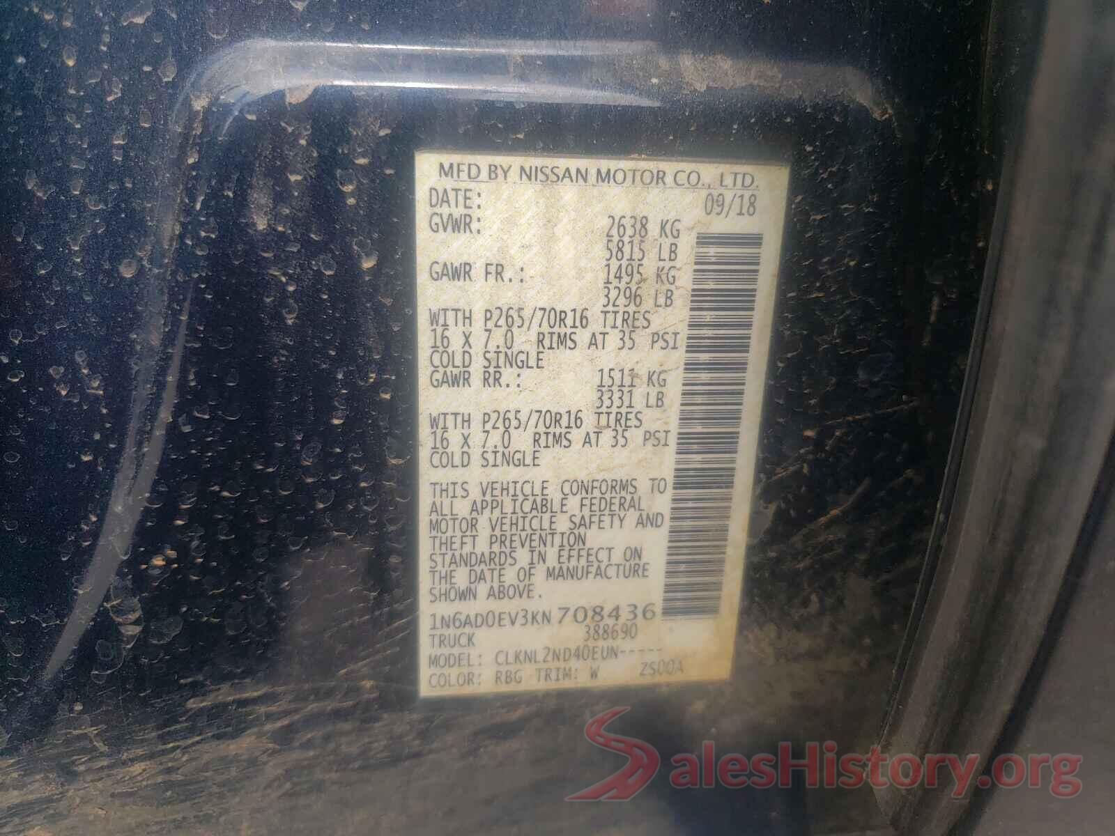 1N6AD0EV3KN708436 2019 NISSAN FRONTIER