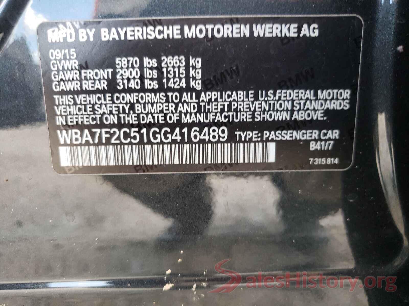 WBA7F2C51GG416489 2016 BMW 7 SERIES