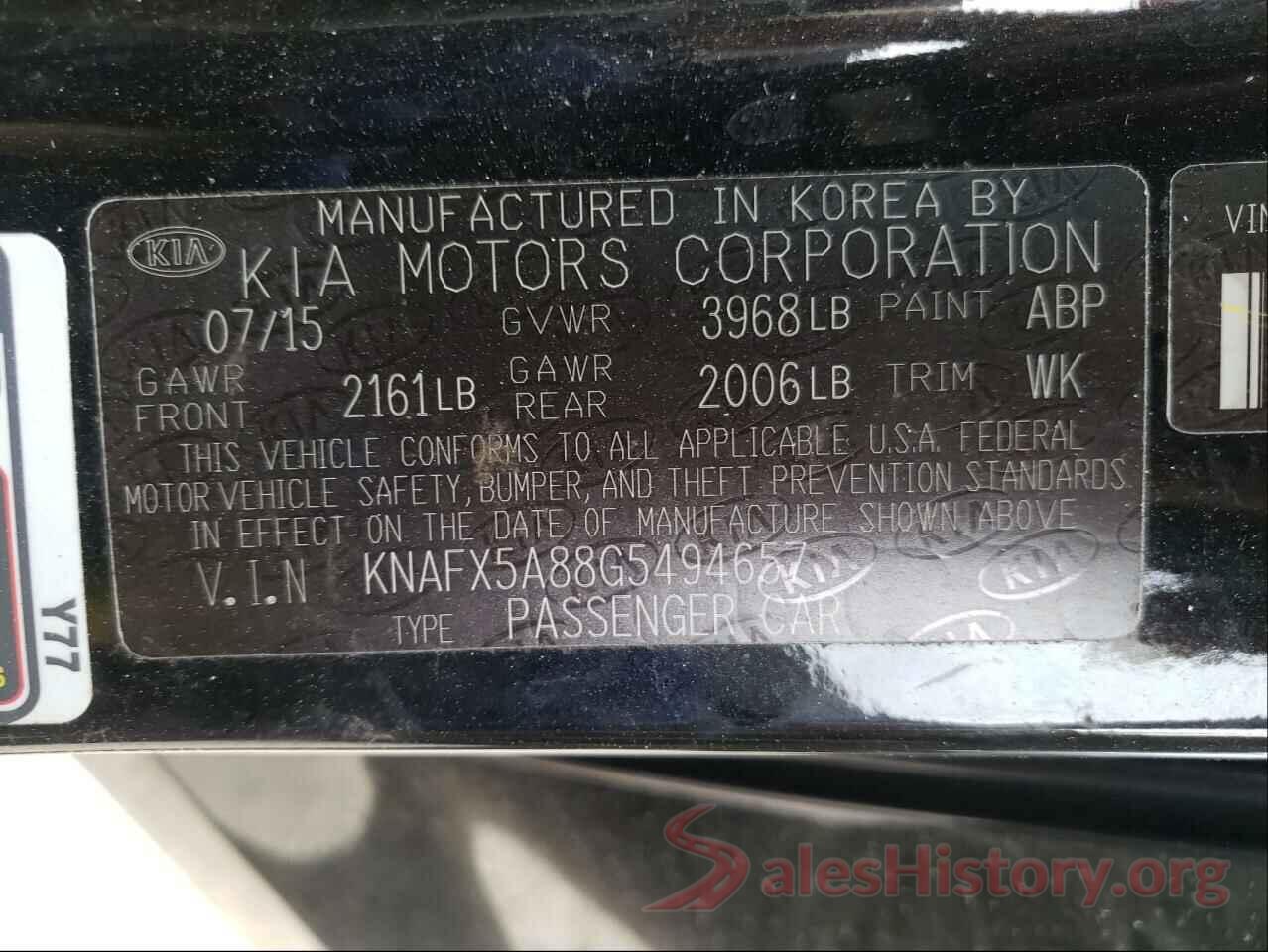 KNAFX5A88G5494657 2016 KIA FORTE