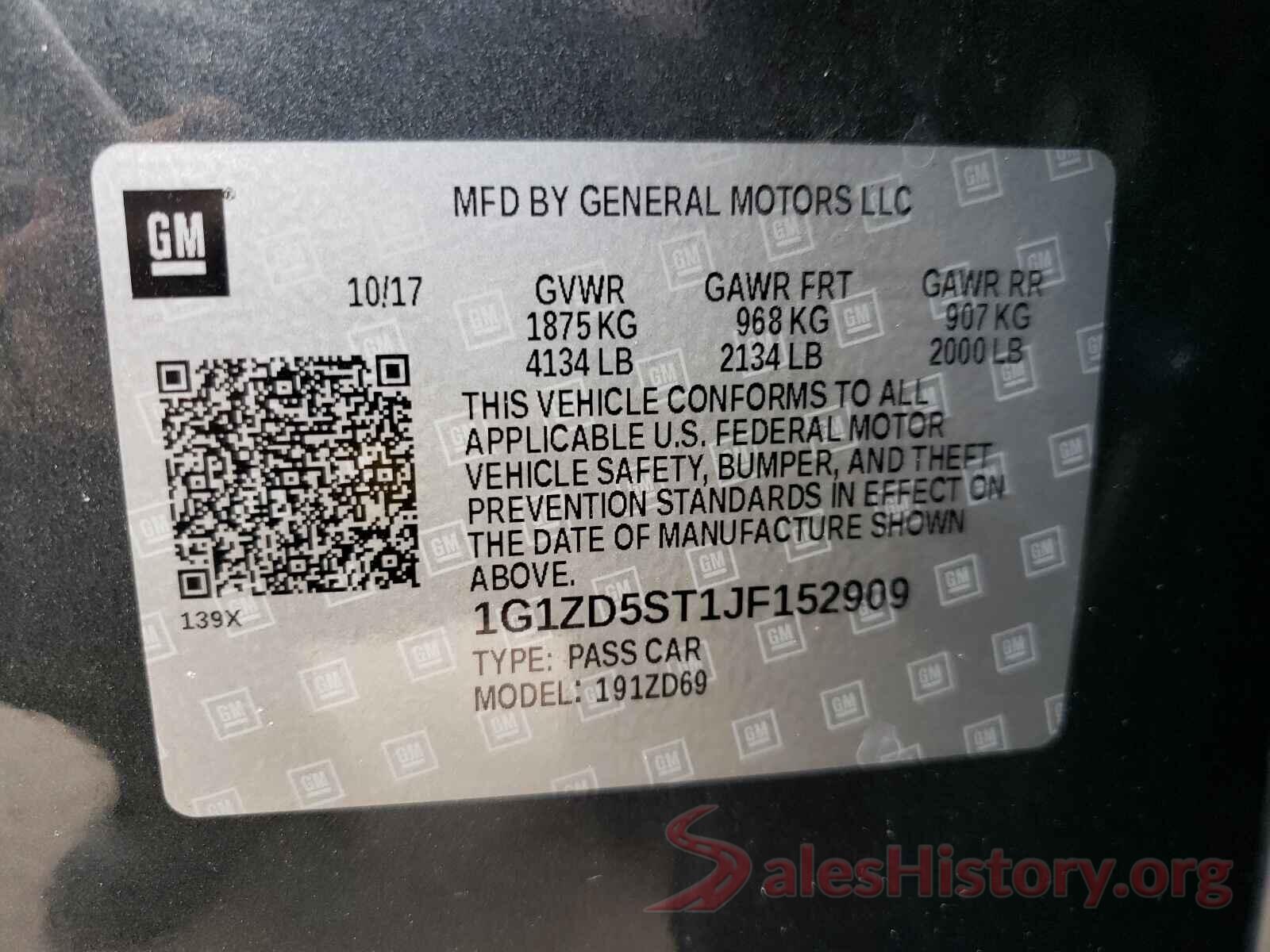 1G1ZD5ST1JF152909 2018 CHEVROLET MALIBU