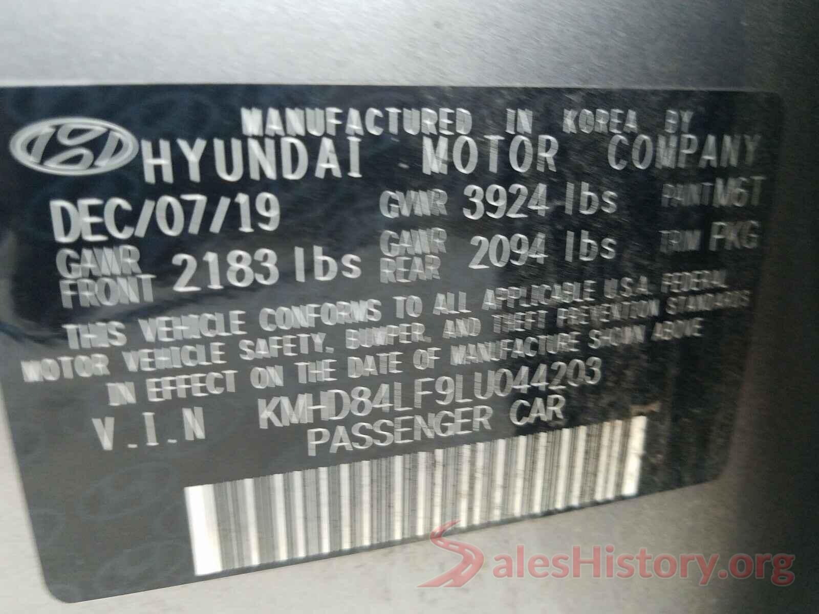 KMHD84LF9LU044203 2020 HYUNDAI ELANTRA