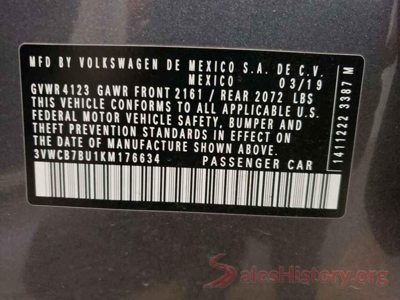 3VWCB7BU1KM176634 2019 VOLKSWAGEN JETTA