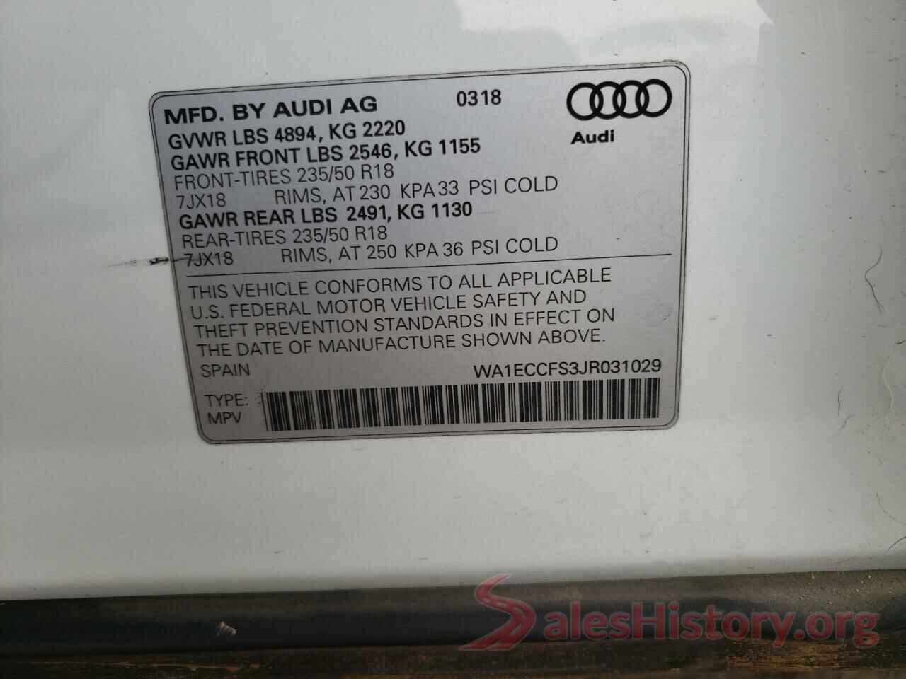 WA1ECCFS3JR031029 2018 AUDI Q3