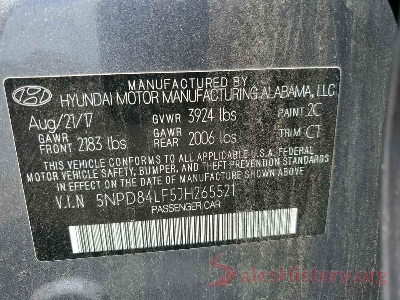 5NPD84LF5JH265521 2018 HYUNDAI ELANTRA