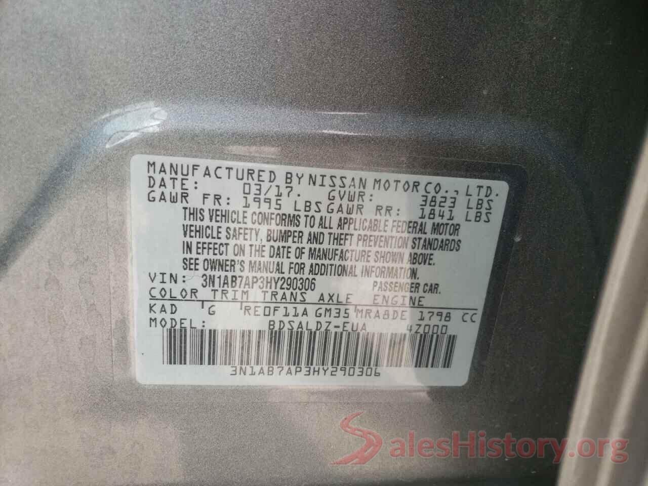 3N1AB7AP3HY290306 2017 NISSAN SENTRA