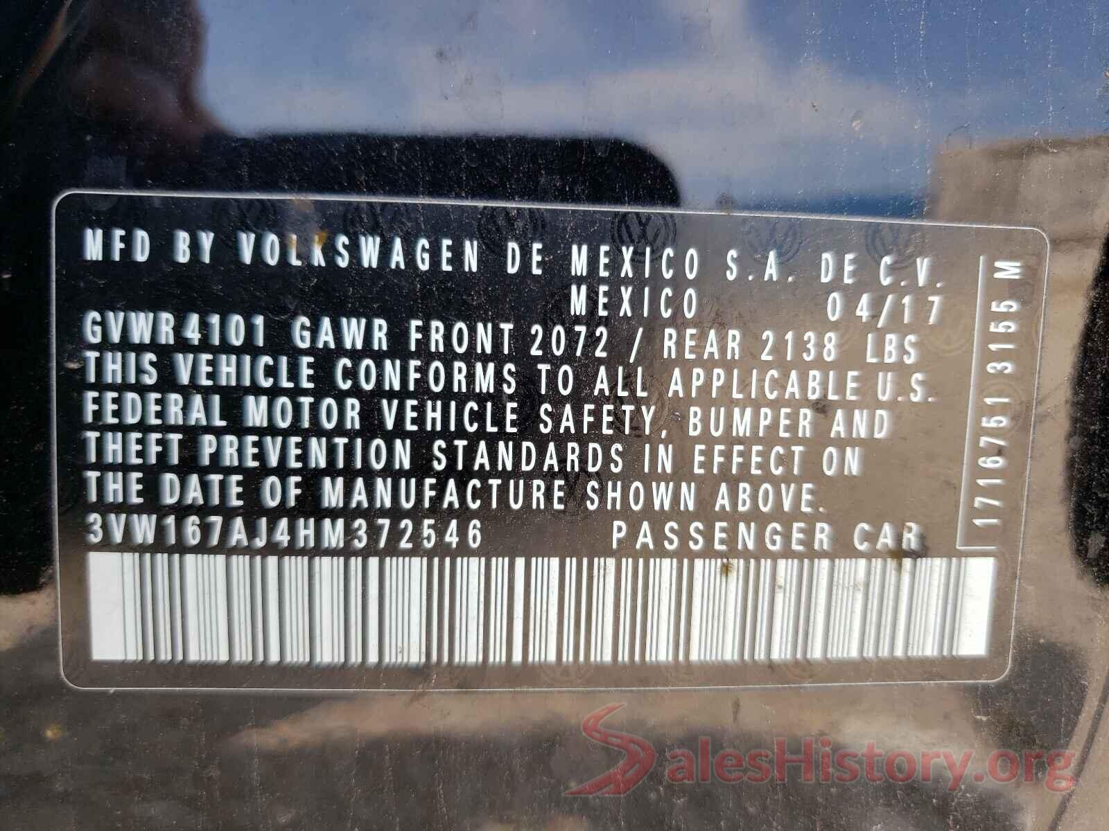 3VW167AJ4HM372546 2017 VOLKSWAGEN JETTA