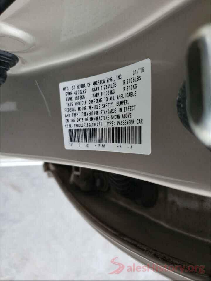 1HGCR2F38GA106220 2016 HONDA ACCORD