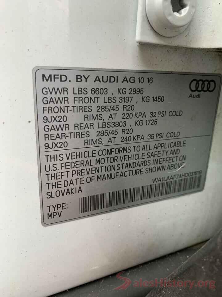 WA1LAAF74HD031819 2017 AUDI Q7