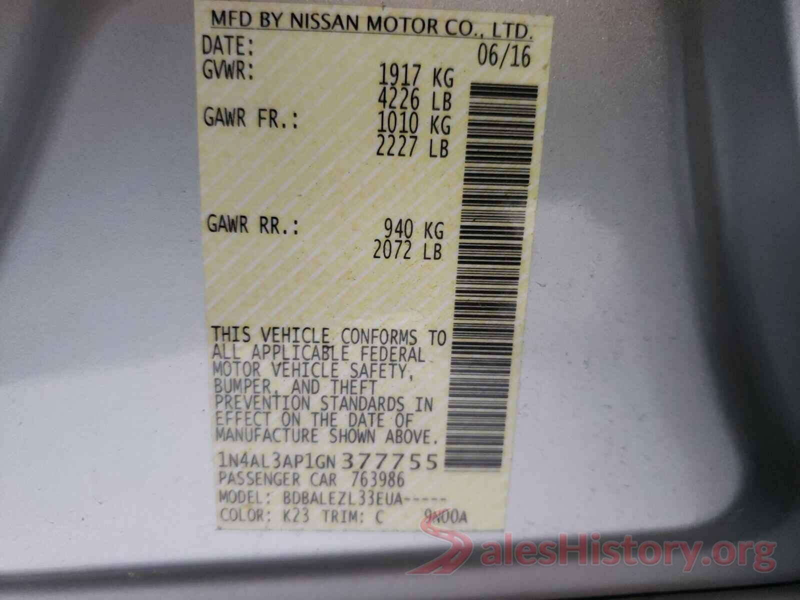 1N4AL3AP1GN377755 2016 NISSAN ALTIMA