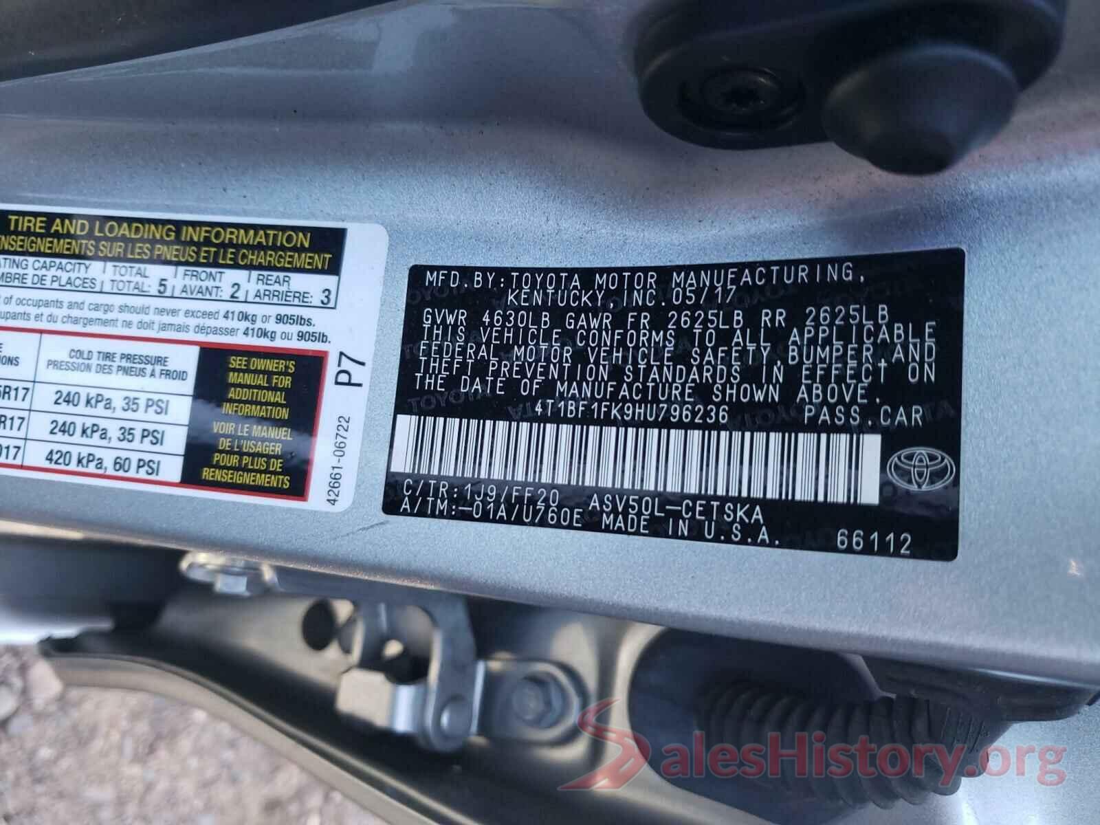 4T1BF1FK9HU796236 2017 TOYOTA CAMRY