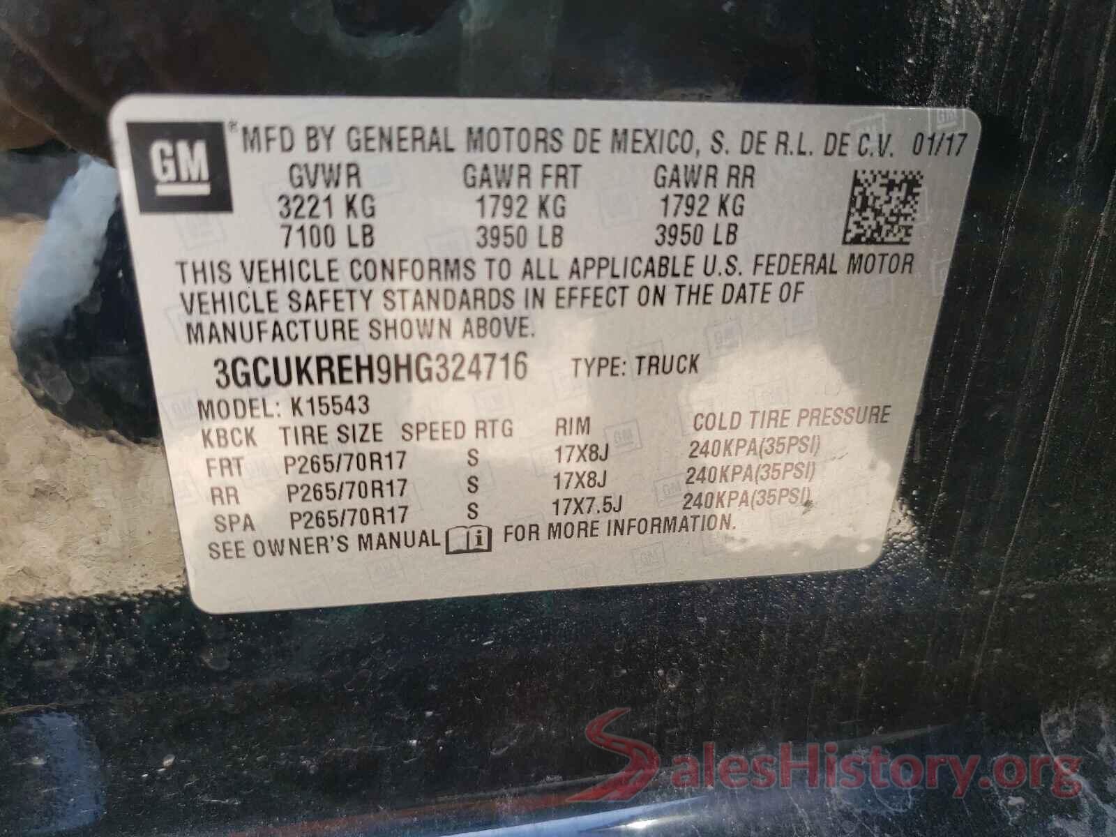 3GCUKREH9HG324716 2017 CHEVROLET SILVERADO