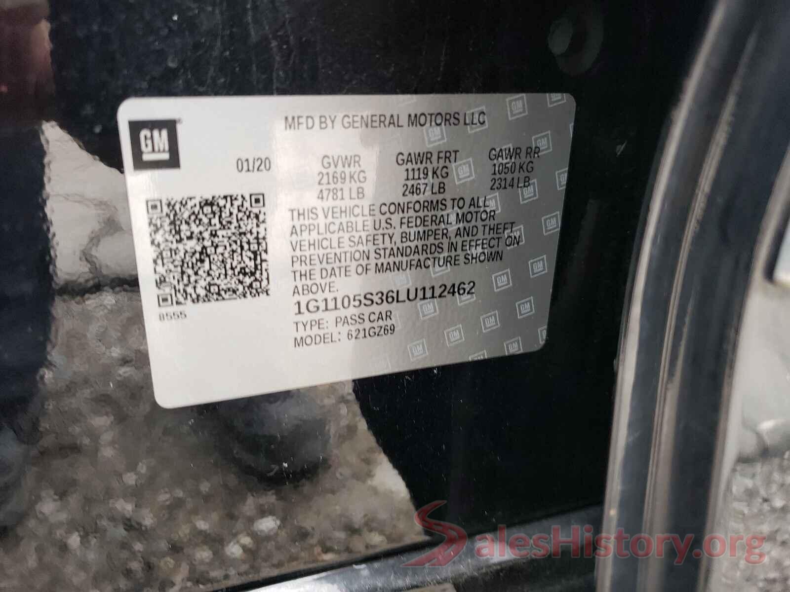 1G1105S36LU112462 2020 CHEVROLET IMPALA