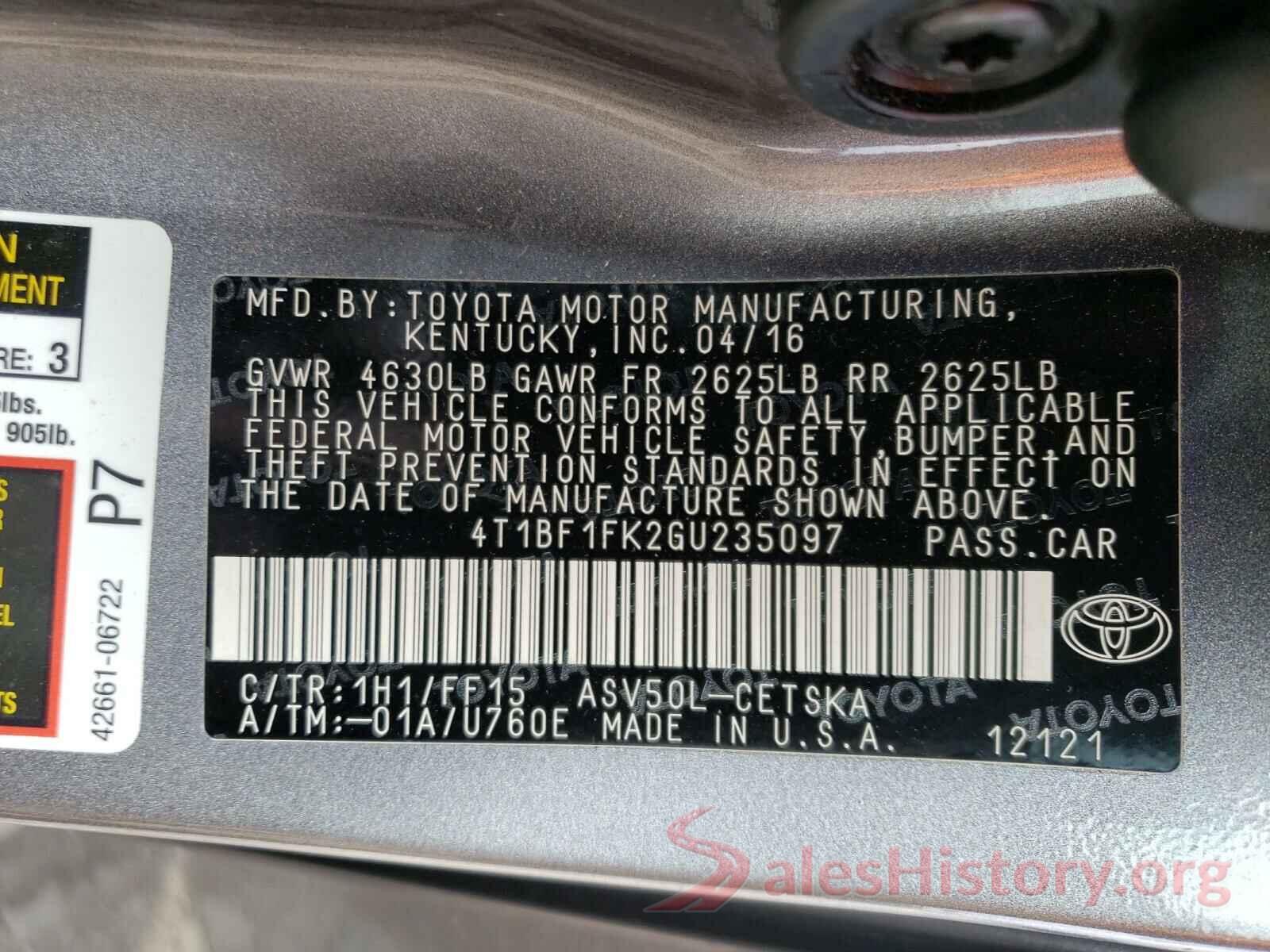 4T1BF1FK2GU235097 2016 TOYOTA CAMRY