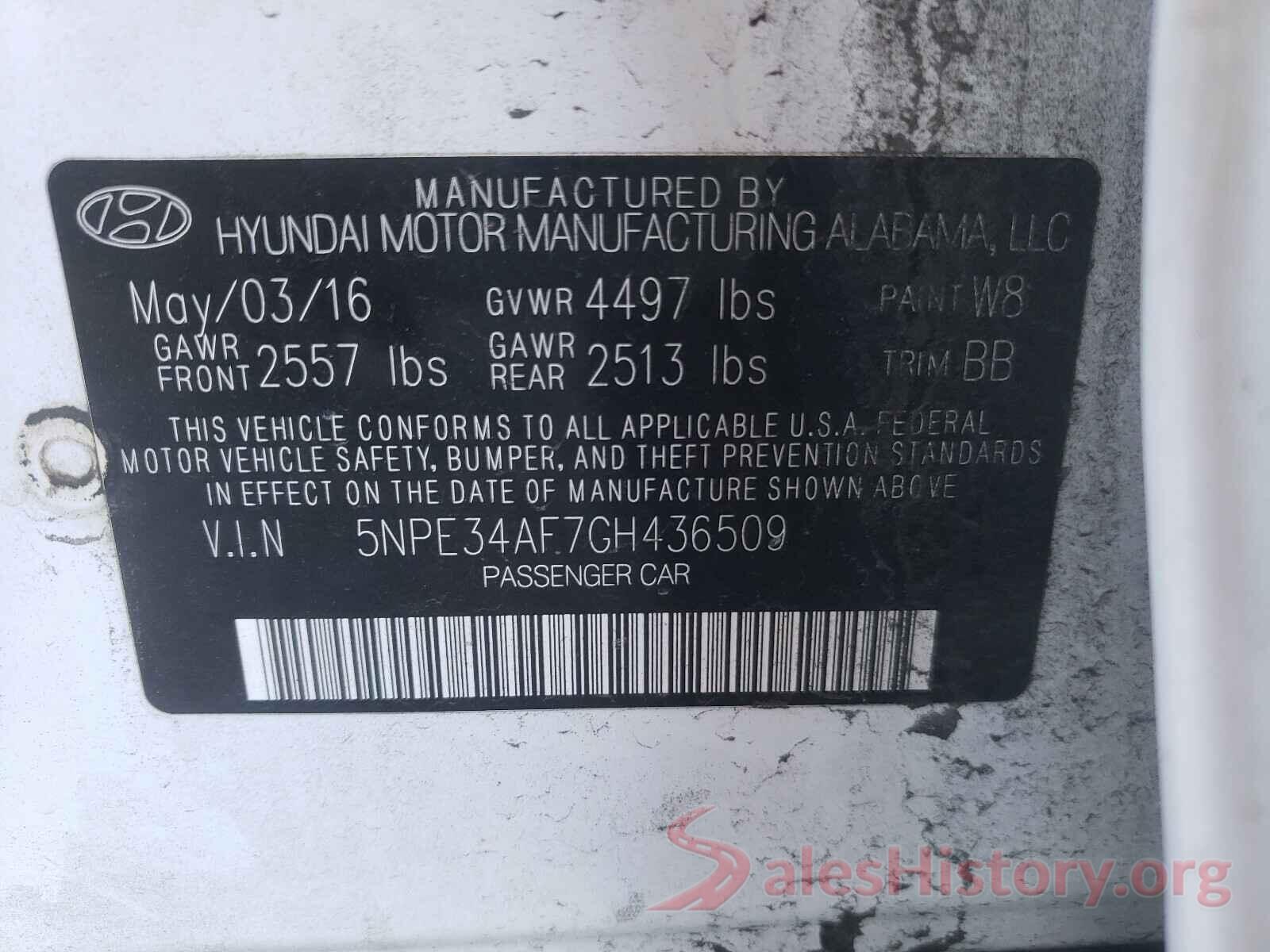 5NPE34AF7GH436509 2016 HYUNDAI SONATA