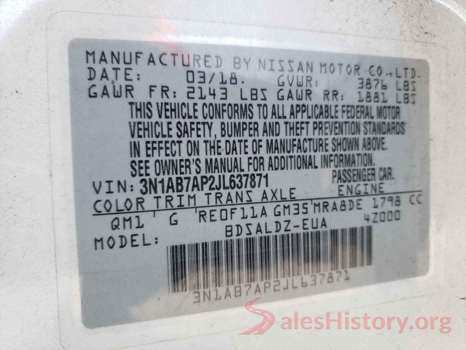 3N1AB7AP2JL637871 2018 NISSAN SENTRA