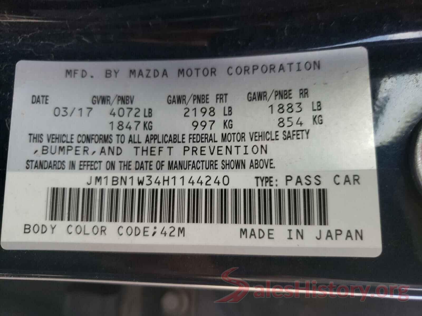 JM1BN1W34H1144240 2017 MAZDA 3