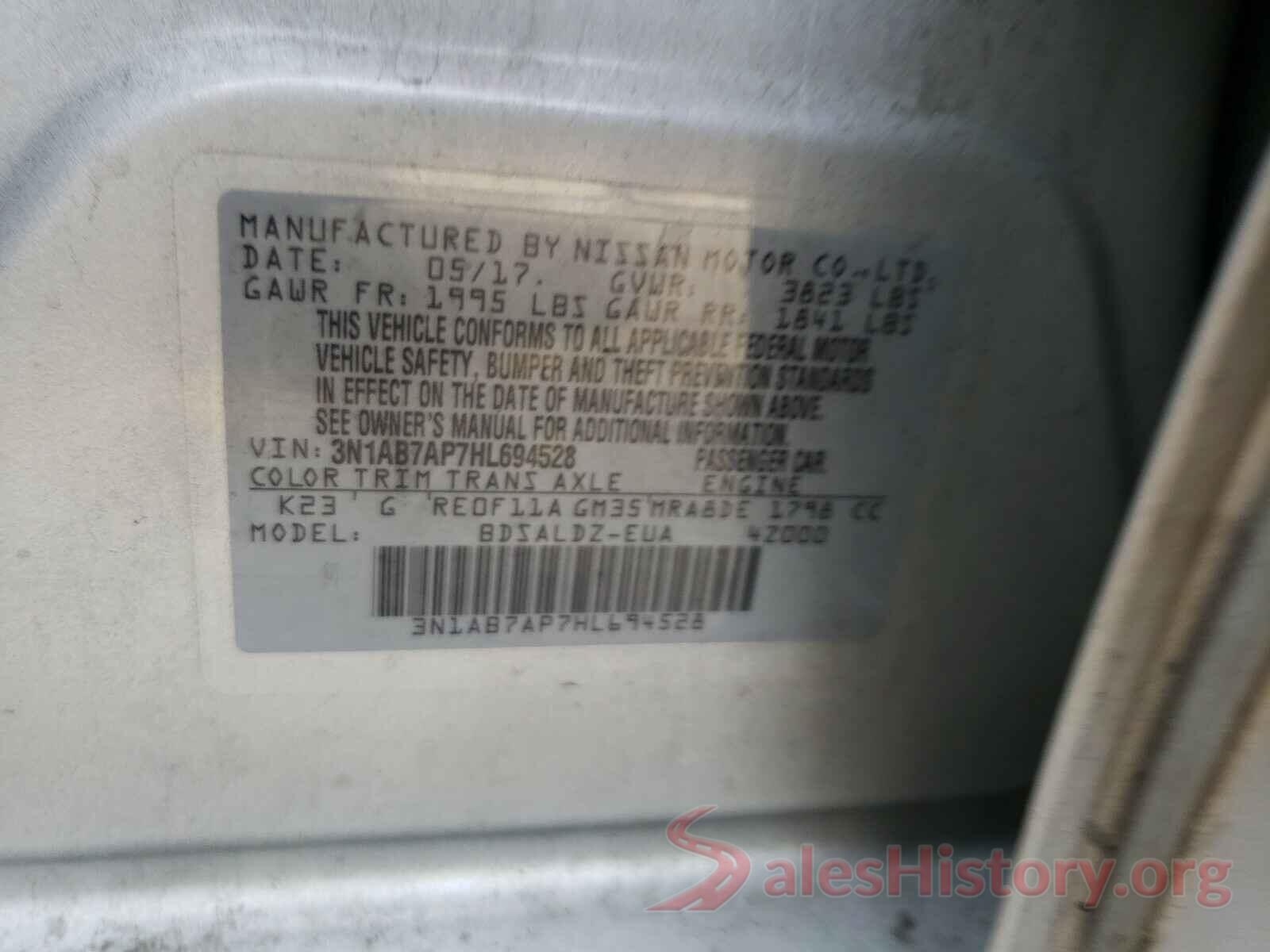 3N1AB7AP7HL694528 2017 NISSAN SENTRA