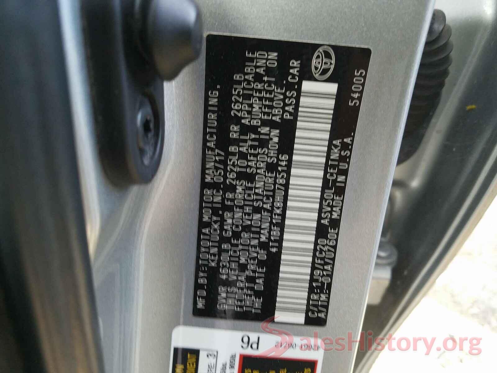 4T1BF1FK8HU785146 2017 TOYOTA CAMRY