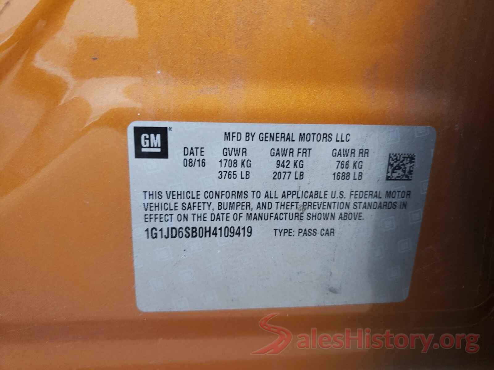 1G1JD6SB0H4109419 2017 CHEVROLET SONIC