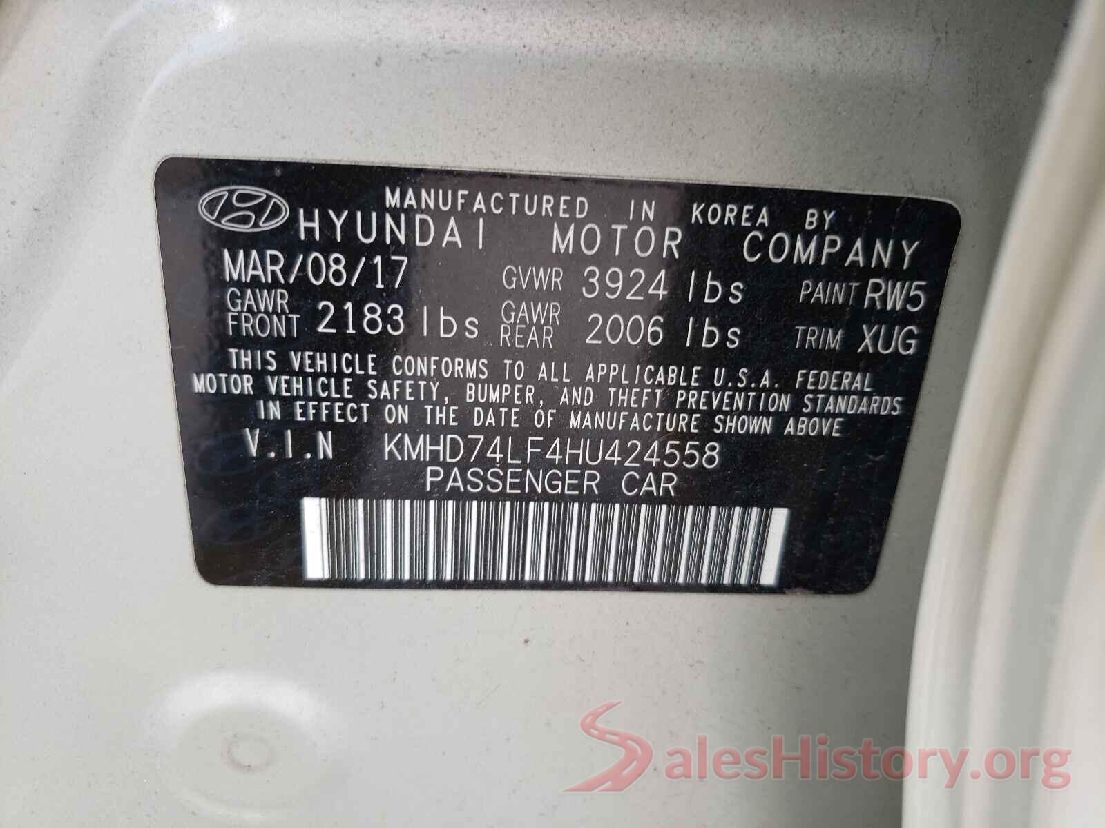 KMHD74LF4HU424558 2017 HYUNDAI ELANTRA