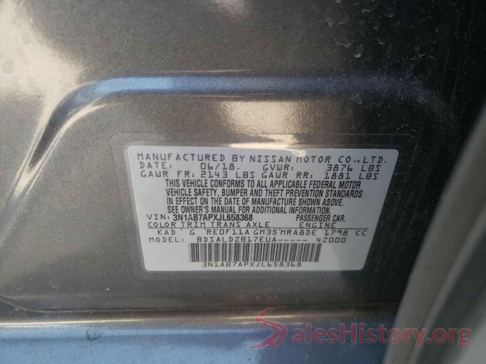 3N1AB7APXJL658368 2018 NISSAN SENTRA