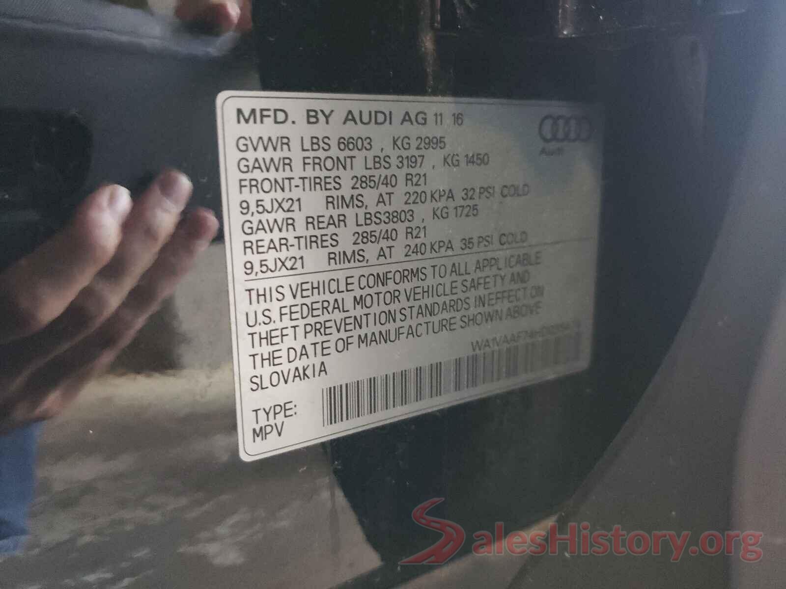 WA1VAAF74HD035474 2017 AUDI Q7