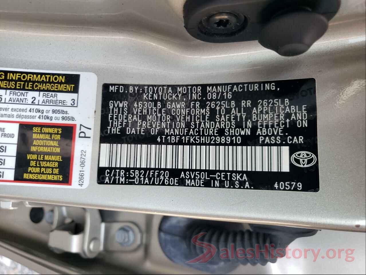 4T1BF1FK5HU298910 2017 TOYOTA CAMRY