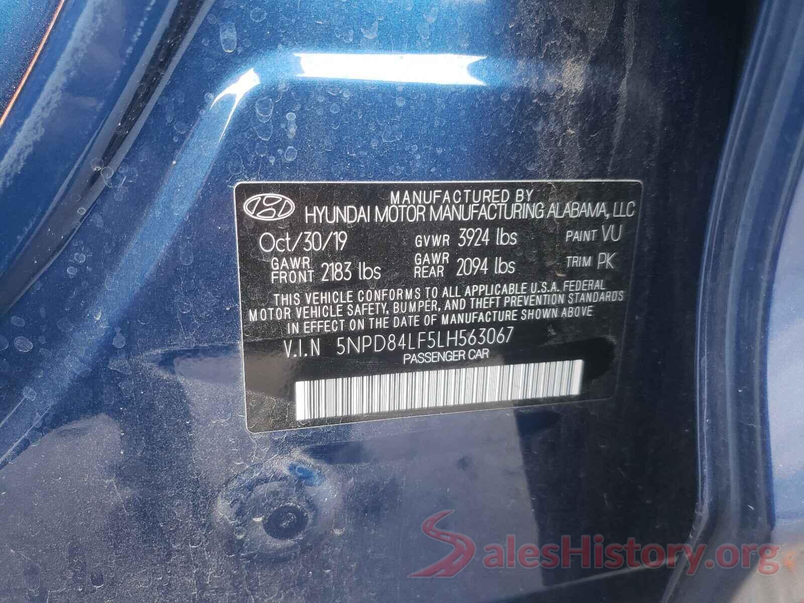 5NPD84LF5LH563067 2020 HYUNDAI ELANTRA