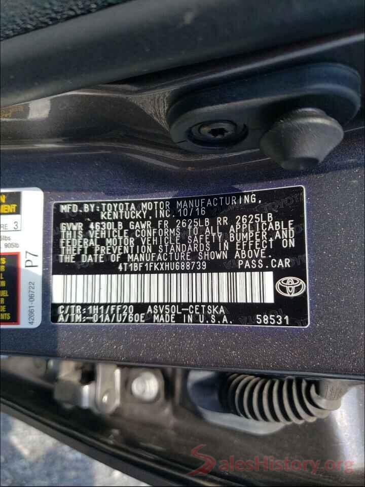 4T1BF1FKXHU688739 2017 TOYOTA CAMRY